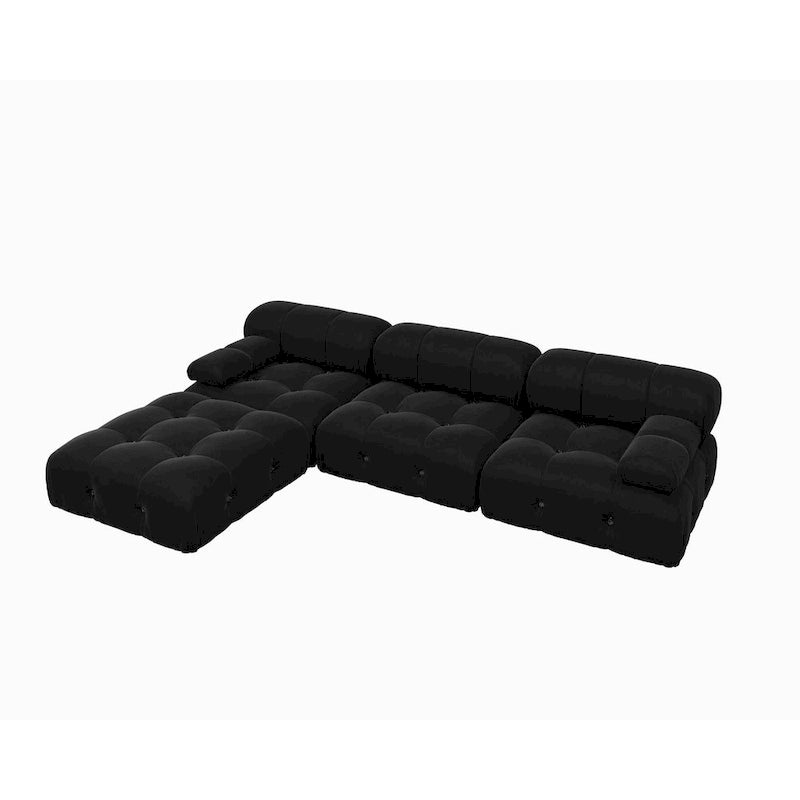 104 Convertible Modular Sectional Sofa, L-Shaped Minimalist Velvet Sofas Couches with Chaise Ottomans