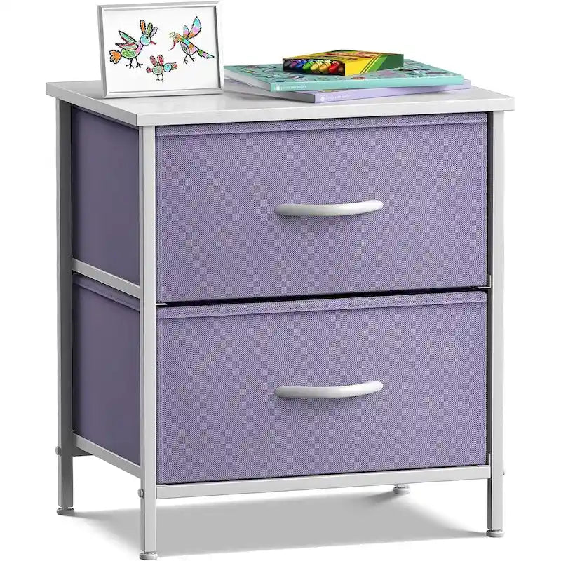 2 Drawer Bedside Nightstand End Table Bedroom Dresser, Pastel Colors