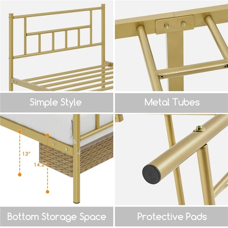 Yaheetech Basic Metal Bed Frame with Headboard and Footboard Bed Foundation