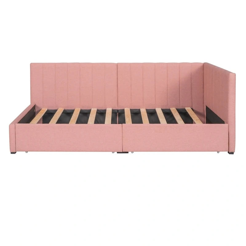 Upholstered Daybed with 2 Drawers and Twin Size Sofa Bed Frame