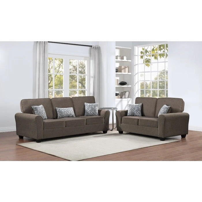 2Pc Chenille Upholstered Sofa Set w/ Pillows Living Room Couch Loveseat