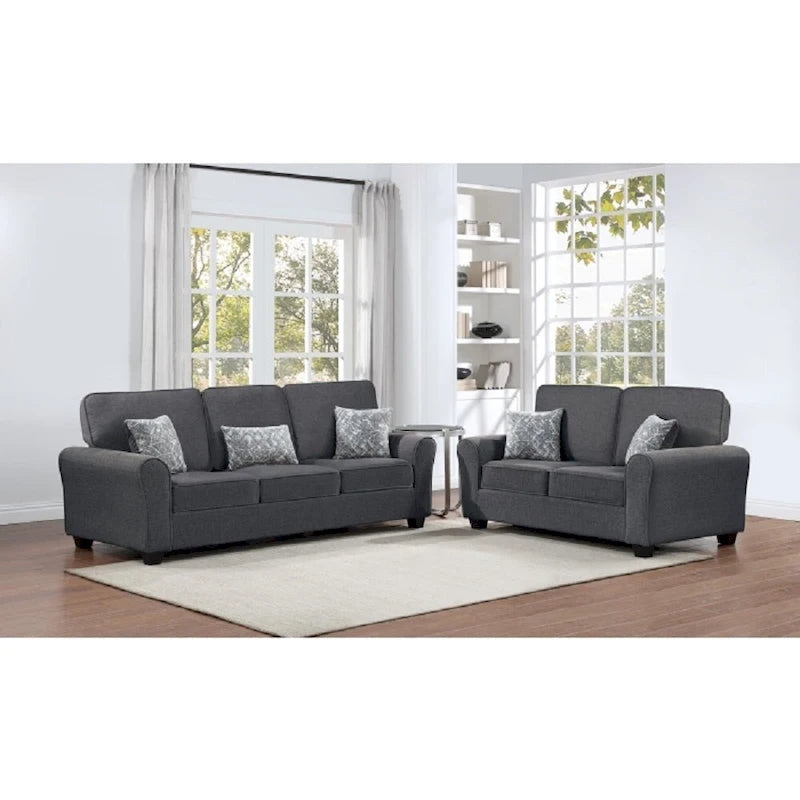 2Pc Chenille Upholstered Sofa Set w/ Pillows Living Room Couch Loveseat