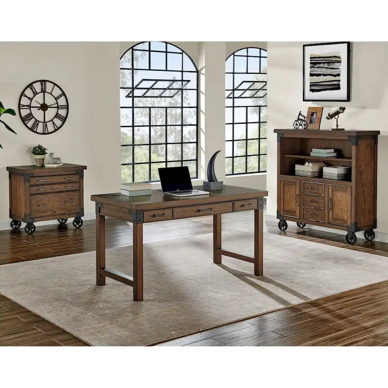 Addison Rustic Writing Desk, Writing Table, Office Desk, Brown