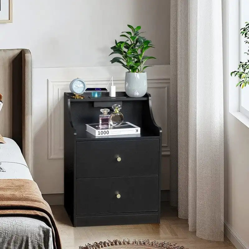 2 Drawer Nightstand with USB