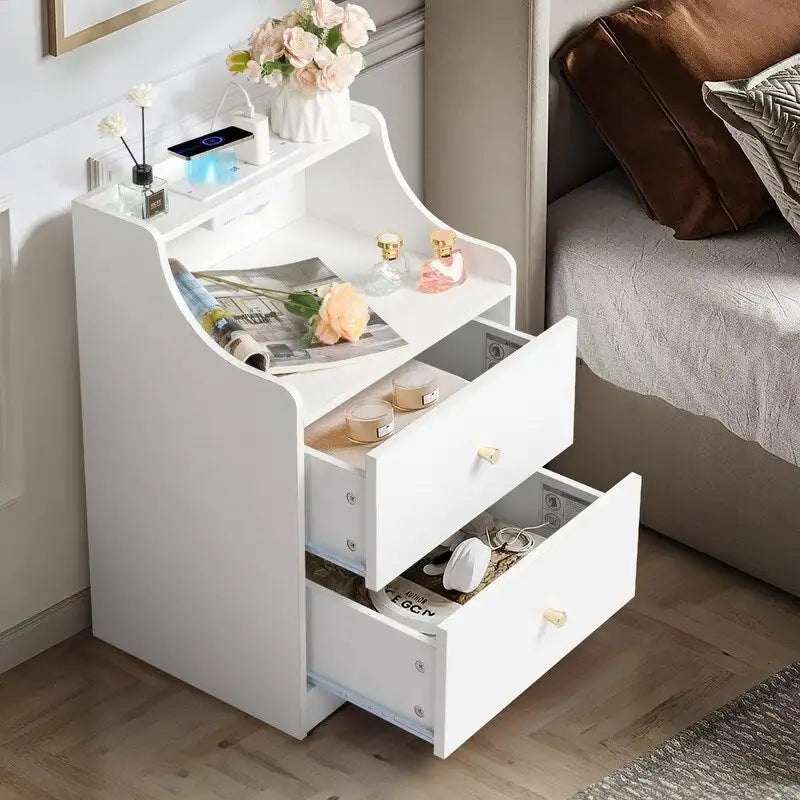 2 Drawer Nightstand with USB